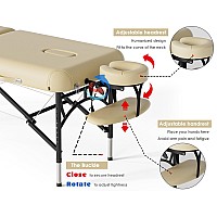 Cloris 84 Professional Massage Table Portable 2 Folding Lightweight Facial Salon Spa Tattoo Bed Height Adjustable With Carryin