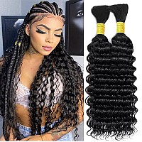 Human Braiding Hair 2 Bundle 100G Deep Wave Bulk Human Hair For Braiding No Weft 12A Brazilian Virgin Curly Human Hair Extension