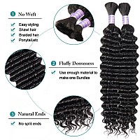 Human Braiding Hair 2 Bundle 100G Deep Wave Bulk Human Hair For Braiding No Weft 12A Brazilian Virgin Curly Human Hair Extension