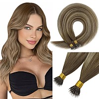 Sunny Hair Brown Nano Bead Hair Extensions Balayage Nano Extensions Human Hair Medium Brown Balayage Platinum Blonde Nano Ring H