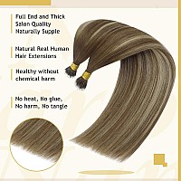 Sunny Hair Brown Nano Bead Hair Extensions Balayage Nano Extensions Human Hair Medium Brown Balayage Platinum Blonde Nano Ring H