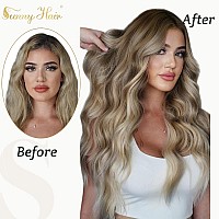 Sunny Hair Brown Nano Bead Hair Extensions Balayage Nano Extensions Human Hair Medium Brown Balayage Platinum Blonde Nano Ring H