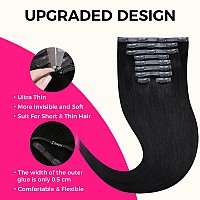 Lashey Seamless Clip In Hair Extensions Human Hair 150G 9Pcs 1 Jet Black Straight 22 Inch Clip In Hair Extensions For Women Hai