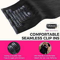 Lashey Seamless Clip In Hair Extensions Human Hair 150G 9Pcs 1 Jet Black Straight 22 Inch Clip In Hair Extensions For Women Hai