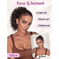 Alxnan Wavy Curly Ponytail Extension 8 Brown Drawstring Ponytai For Black Women Short Soft Natural Synthetic Hairpiece Thick