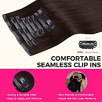 Lashey Seamless Clip In Hair Extensions Human Hair 130G 9Pcs 2 Dark Brown Straight 18 Inch Clip In Hair Extensions For Women Ha