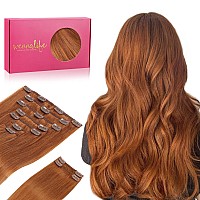 Wennalife Clip In Hair Extensions Real Human Hair 20 Inch 150G 9Pcs Human Hair Extensions Clip In Dirty Ginger Hair Extensions