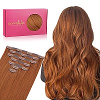 Wennalife Seamless Clip In Hair Extensions Human Hair 14 Inch 130G 7Pcs Dirty Ginger Real Hair Extensions Clip In Human Hair In