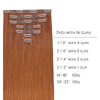 Wennalife Seamless Clip In Hair Extensions Human Hair 14 Inch 130G 7Pcs Dirty Ginger Real Hair Extensions Clip In Human Hair In