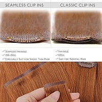 Wennalife Seamless Clip In Hair Extensions Human Hair 14 Inch 130G 7Pcs Dirty Ginger Real Hair Extensions Clip In Human Hair In