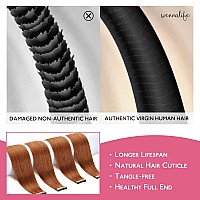 Wennalife Tape In Hair Extensions Human Hair Dirty Ginger Tape In Extensions 10Pcs 25G 14 Inch Remy Invisible Tape Ins Straight