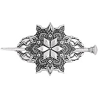 Haquil Mandala Flower Hairpin Vintage Jewelry For Women Retro Silver Vintage Metal Hair Barrette