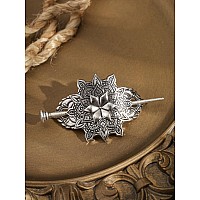 Haquil Mandala Flower Hairpin Vintage Jewelry For Women Retro Silver Vintage Metal Hair Barrette