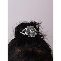 Haquil Mandala Flower Hairpin Vintage Jewelry For Women Retro Silver Vintage Metal Hair Barrette