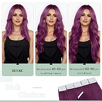 Rich Choices Tape In Hair Extensions Human Hair Purple Tape Hair Extensions Real Remy Human Hair 20 Inch Invisible Tape In Hair