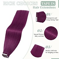 Rich Choices Tape In Hair Extensions Human Hair Purple Tape Hair Extensions Real Remy Human Hair 20 Inch Invisible Tape In Hair