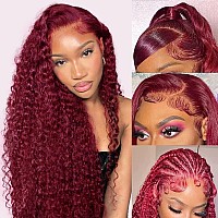 Larhali 99J Hd Lace Front Wigs Human Hair Pre Plucked 180 Density Burgundy 13X6 Deep Wave Frontal Wigs Natural Hairline Human H