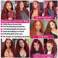 Larhali 99J Hd Lace Front Wigs Human Hair Pre Plucked 250 Density Burgundy 13X6 Deep Wave Frontal Wigs Natural Hairline Human H