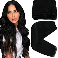 Sunny Sew In Hair Extensions Jet Black Human Hair Weft Extensions Straight Hair Sew In Extensions Black For Women Hair Extension