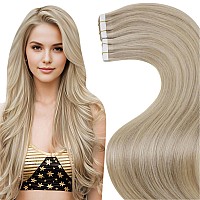 Laavoo Tape In Hair Extensions Human Hair Blonde Highlights Human Hair Tape In Extensions 22 Inch 40Pcs 100G Golden Blonde With