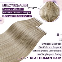 Laavoo Tape In Hair Extensions Human Hair Blonde Highlights Human Hair Tape In Extensions 22 Inch 40Pcs 100G Golden Blonde With