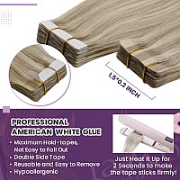 Laavoo Tape In Hair Extensions Human Hair Blonde Highlights Human Hair Tape In Extensions 22 Inch 40Pcs 100G Golden Blonde With