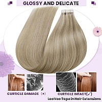 Laavoo Tape In Hair Extensions Human Hair Blonde Highlights Human Hair Tape In Extensions 22 Inch 40Pcs 100G Golden Blonde With