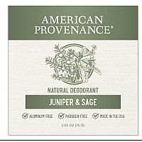 American Provenance Aluminum Free Natural Deodorant For Women And Men Juniper And Sage 24 Hour Odor Protection Cruelty Free