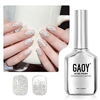 Gaoy Glitter Gel Nail Polish 16Ml Milky White Silver Sparkly Gel Polish Diamond Shiny Uv Gel For Nail Art Soak Off Nail Polis