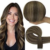 Full Shine Human Virgin Hair Extensions Tape In Medium Brown To Blonde And Brown Balayage Tape In Hair Extensions Virgin Remy Ha