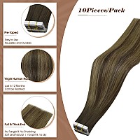 Full Shine Human Virgin Hair Extensions Tape In Medium Brown To Blonde And Brown Balayage Tape In Hair Extensions Virgin Remy Ha