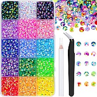 5200Pcs Resin Jelly Rhinestones With Tweezers For Crafting Mixedcolor 5Mm Flatback Gems Bedazzling Crystal For Diy Crafts Clo