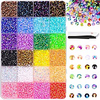 24000Pcs Resin Jelly Rhinestones With Tweezers For Crafting Mixedcolor 3Mm Non Hotfix Flatback Gems Bedazzling Crystal For Di