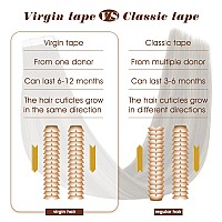 Full Shine Virgin Tape In Hair Extensions Human Hair 14 Inch Seamless Tape In Remy Hair Straight Hair Balayage Medium Brown To B