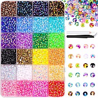 12600Pcs Resin Jelly Rhinestones With Tweezers For Crafting Mixedcolor 4Mm Non Hotfix Flatback Gems Bedazzling Crystal For Di