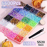 6600Pcs Resin Jelly Rhinestones With Tweezers For Crafting Mixedcolor 5Mm Non Hotfix Flatback Gems Bedazzling Crystal For Diy