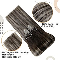 Easyouth Micro Link Hair Extensions Human Hair Balayage Micro Beads Hair Extensions Ombre Off Black Fading To Grey Silver Micro