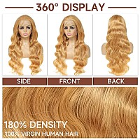 Qzoqzo Honey Blonde Lace Front Wig Human Hair 13X6 Honey Blonde Hd Lace Front Wig Human Hair Pre Plucked With Baby Hair 180 Den