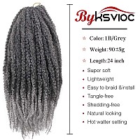 Afro Kinky Twist Crochet Hair Braids Marley Braid Hair 24Inch Senegalese Curly Crochet Synthetic Braiding Hair 6Packst1Bgrey