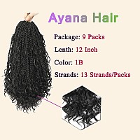 9 Packs Goddess Box Braids Crochet Hair12 Inch Boho Crochet Braids With Curly Ends Bohomian Box Braiding Hair For Black Women D