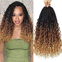 9 Packs Goddess Box Braids Crochet Hair14 Inch Boho Crochet Braids With Curly Ends Bohomian Box Braiding Hair For Black Women D