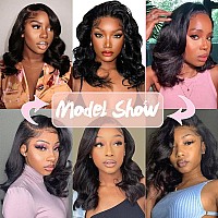 Fascara Body Wave Bob Wig Human Hair 13X4 Transparent Lace Front Wig Pre Plucked 12 Inch Bob Human Hair Wig For Women 180 Densi