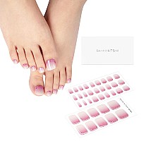 Danni Toni Semi Cured Gel Toenail Strips Pink Ombre Ruby Frost Rose Red Glitter Gel Toenail Stickers Reverse French Gel Pedi