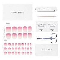 Danni Toni Semi Cured Gel Toenail Strips Pink Ombre Ruby Frost Rose Red Glitter Gel Toenail Stickers Reverse French Gel Pedi