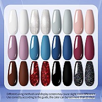 Ur Sugar Fall Winter Gel Nail Polish Set 12 Colors Brown Grey Blue Black White Red Glitter Gel Polish Set Black Sliver Glitter