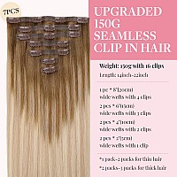 Maxita Clip In Hair Extensions Real Human Hair130G 7Pcs Ash Bronde Highlight 18 Inchremy Clip In Hair Extensions Seamless Clip