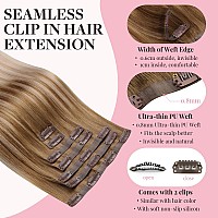 Maxita Clip In Hair Extensions Real Human Hair130G 7Pcs Ash Bronde Highlight 18 Inchremy Clip In Hair Extensions Seamless Clip