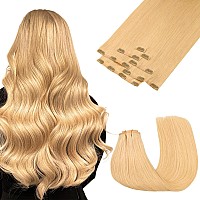 Maxita Clip In Hair Extensions Real Human Hair150G 7Pcs Beige Blonde 20 Inchremy Clip In Hair Extensions Seamless Clip In Exte