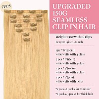 Maxita Clip In Hair Extensions Real Human Hair150G 7Pcs Beige Blonde 20 Inchremy Clip In Hair Extensions Seamless Clip In Exte