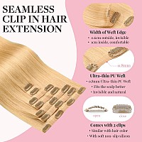 Maxita Clip In Hair Extensions Real Human Hair150G 7Pcs Beige Blonde 20 Inchremy Clip In Hair Extensions Seamless Clip In Exte